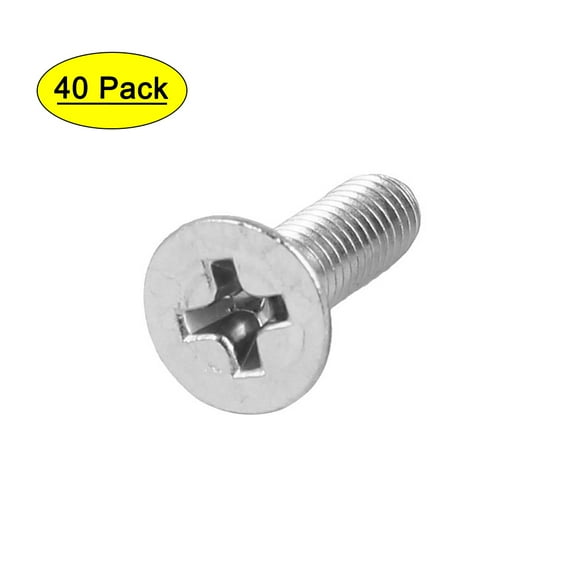 Unique Bargains 40 Pcs M4x14mm 316 Stainless Steel Flat Head  Machine Screws Silver Tone