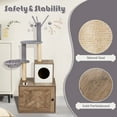 thumbnail image 2 of MELLCOM Cat Tree with Litter Box Enclosure, 2-in-1 Modern Cat Tower Combo, 57.4" Hidden Litter Box Furniture, Light Gray, 2 of 9