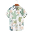 thumbnail image 2 of hopeusnice Men's Summer Short Sleeve Lapel Shirt Cactus Succulent Print Button Down Beach Tropical Hawaiian Shirts Tops Green XXXXL, 2 of 4