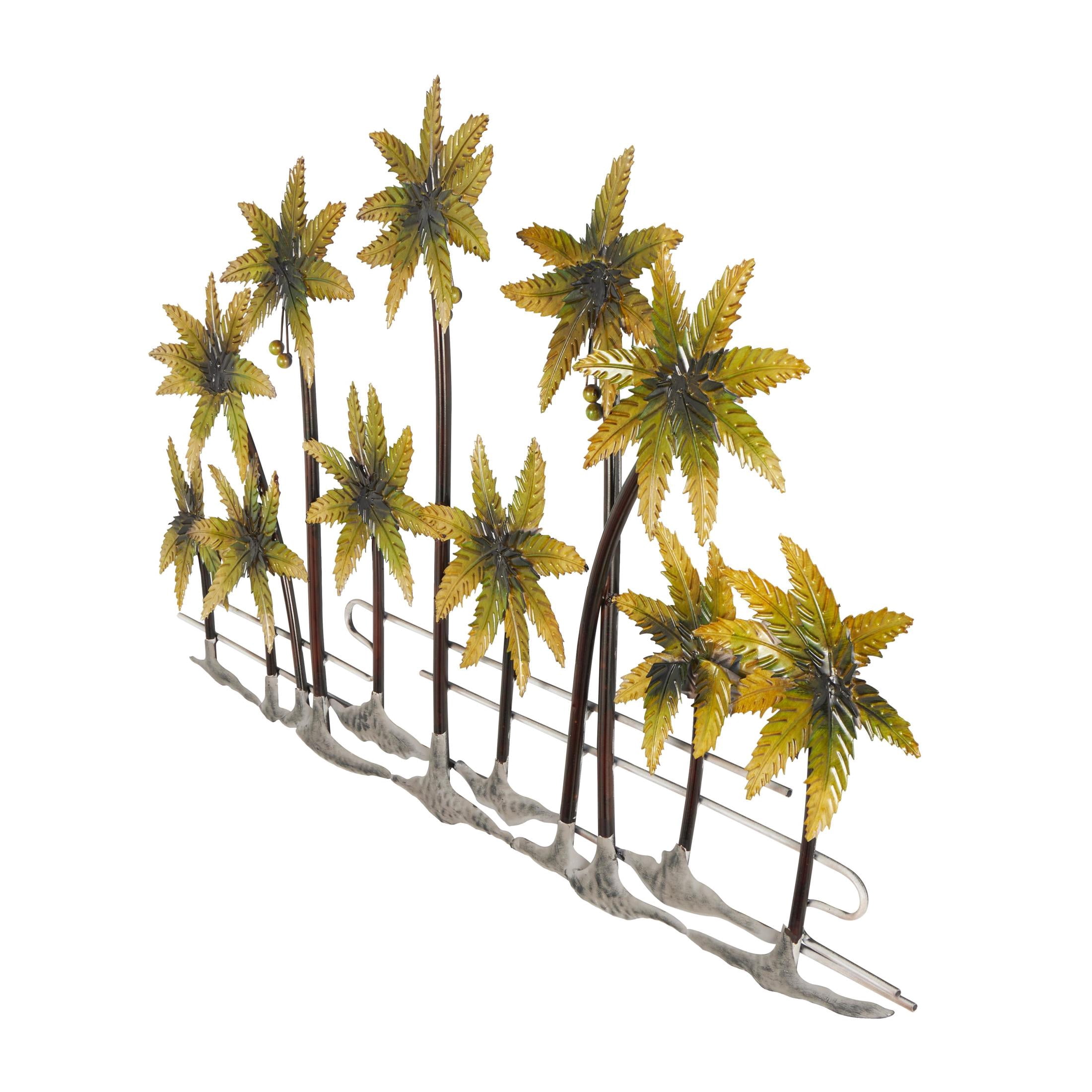 DecMode Green Metal Palm Tree Wall Decor