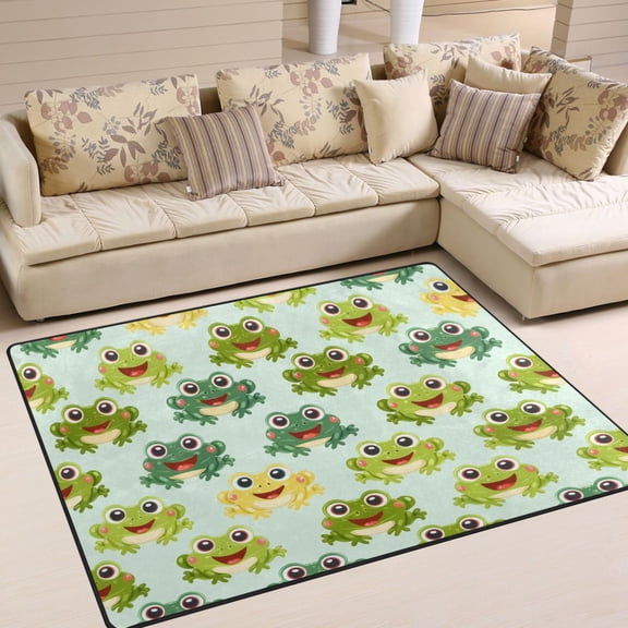 Cute Frogs Area Rugs Soft Non-Slip Floor Mats Large Nursery Carpets Doormat for Living Room Bedroom Hotel Decor 80"x58"