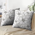 thumbnail image 3 of LALILO Throw Pillow Covers Floral Black Flowers White Accent Art Cushion Cover 18" x 18", 2 Pack, 3 of 6