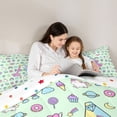 thumbnail image 5 of Manfei Pastel Unicorn 7-Piece Twin Bedding,Girls Personalized Letter A Bedding Comforter Set,Light Green Multicolor,Polkadot Reversible, 5 of 8