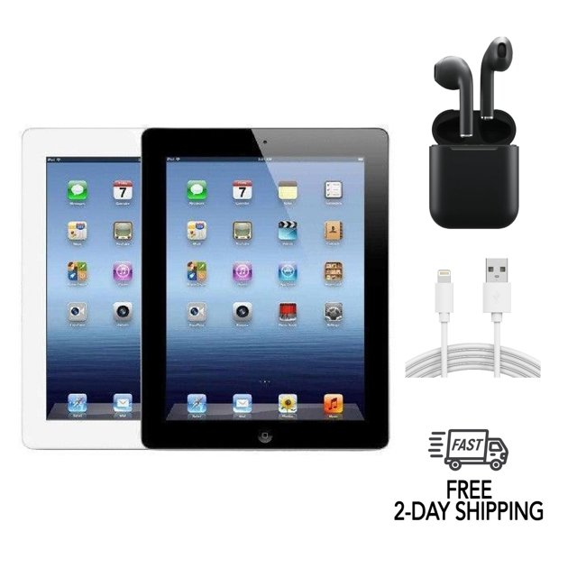 Refurbished Apple iPad 2 A1395 (WiFi) 16GB Black (Grade B) w/ Wireless Earbuds