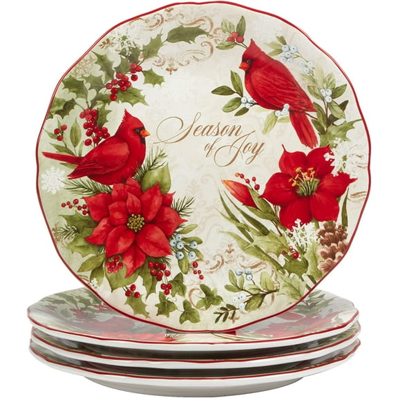 Winter's Medley 11" Dinner Plates, Set of 4, Multicolor, Large