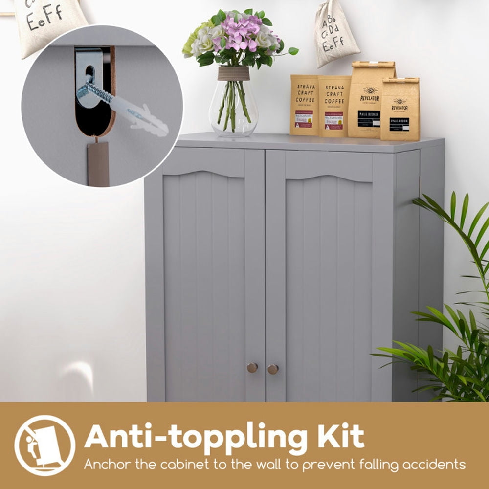 Spaco 17-Tier Kitchen Small Pantry Cabinet with 2 Doors and 6 Adjustable Shelves, Cabinet Pantry, Freestanding 5-Tier Shelving Pantries for Kitchen Storage, Gray