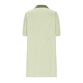 thumbnail image 4 of Camisas de Cuello en V de Manga Corta para Mujeres Vestido de Túnica de Rayas con Botón de Verano con Bolsillos, 95% Poliéster 5% Spandex para Diario Y Fiesta, 4 of 7