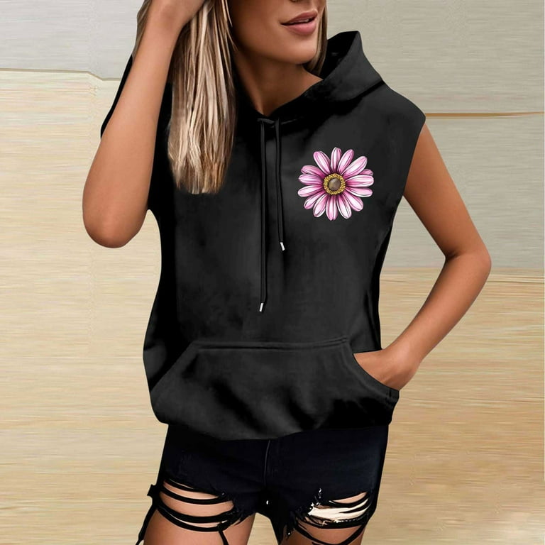 Women's Short Sleeve Hoodies Summer Palm Tree Graphic Hooded Top