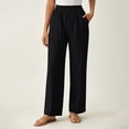 thumbnail image 6 of Thousandth Womens Pull On Wide Leg Pants Casual Crinkle Textured Loose Fit Lounge Trousers Trendy Beach Vacation Wear for Women, 6 of 7