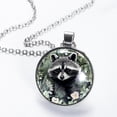 thumbnail image 2 of Raccoon Elegant Glass Circular Pendant Necklace Statement Jewelry, 2 of 5
