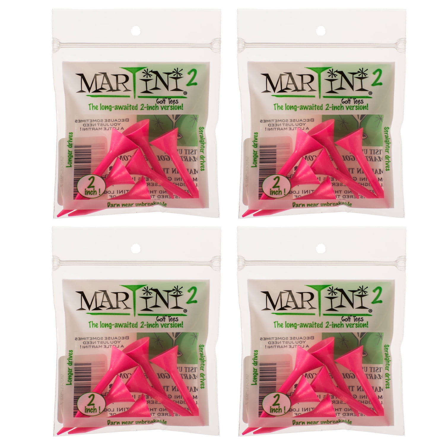 2" Martini Golf Tees 4 Packs of Pink 24 Tees Total Virtually