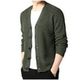 thumbnail image 2 of ZCFZJW Lightweight Cardigan Knit Tops for Men Casual Fall Winter Long Sleeve Button Down V Neck Ribbed Striped Pullover Sweaters Green XXXXL, 2 of 3