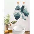 thumbnail image 2 of Dark Green Ombre Kitchen Dish Towels for Drying Dishes Set of 4, Modern Geometric Moire Abstract Art Waffle Weave Microfiber Hand Tea Bathroom Towels Quick Dry & Absorbent Towel 12x12, 2 of 7