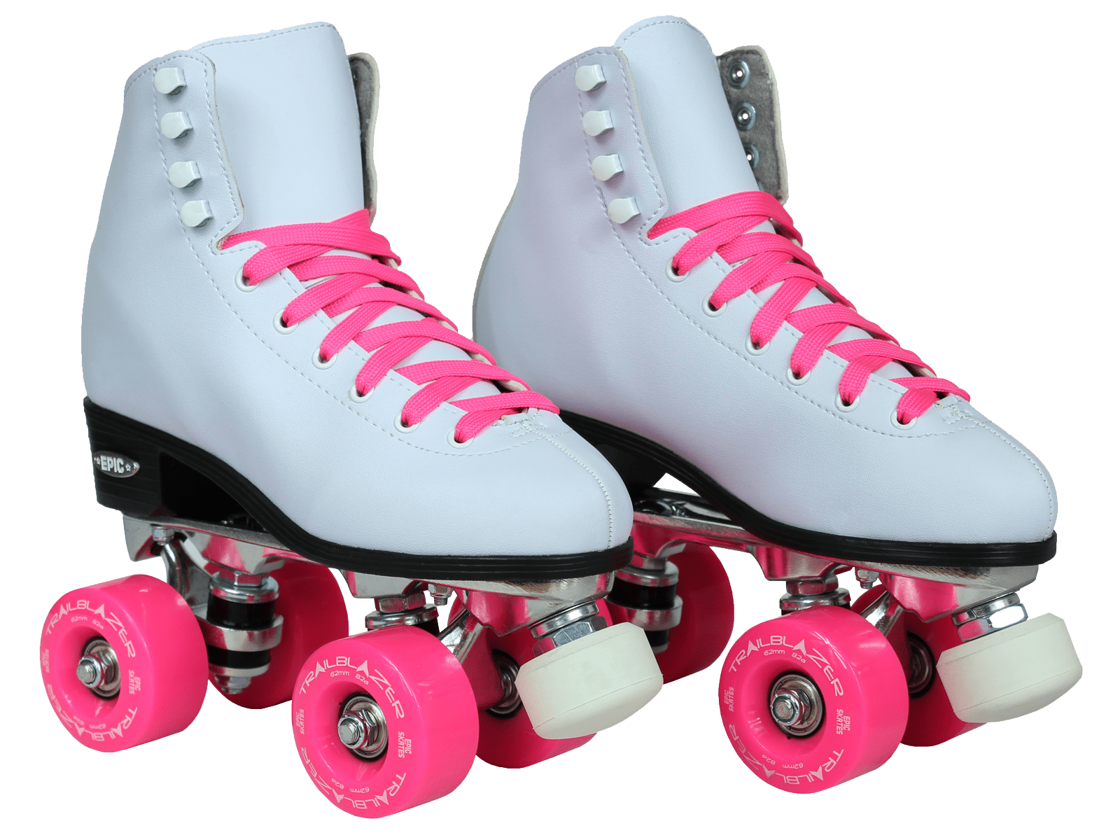 Epic Classic White and Pink Quad Roller Skates