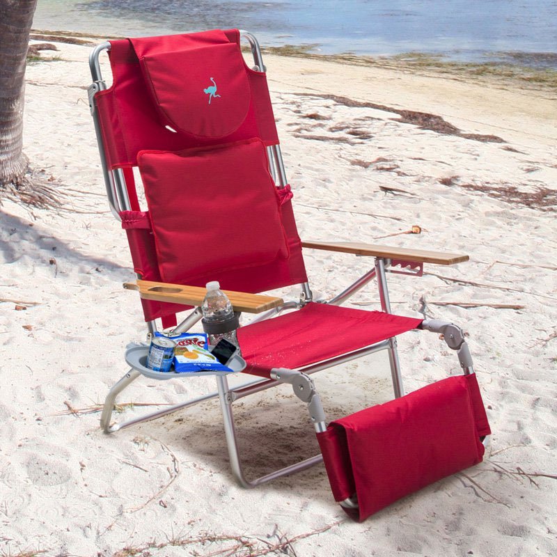 Padded Ostrich 3 N 1 Beach Chair Lounger / Chaise with Side Tray