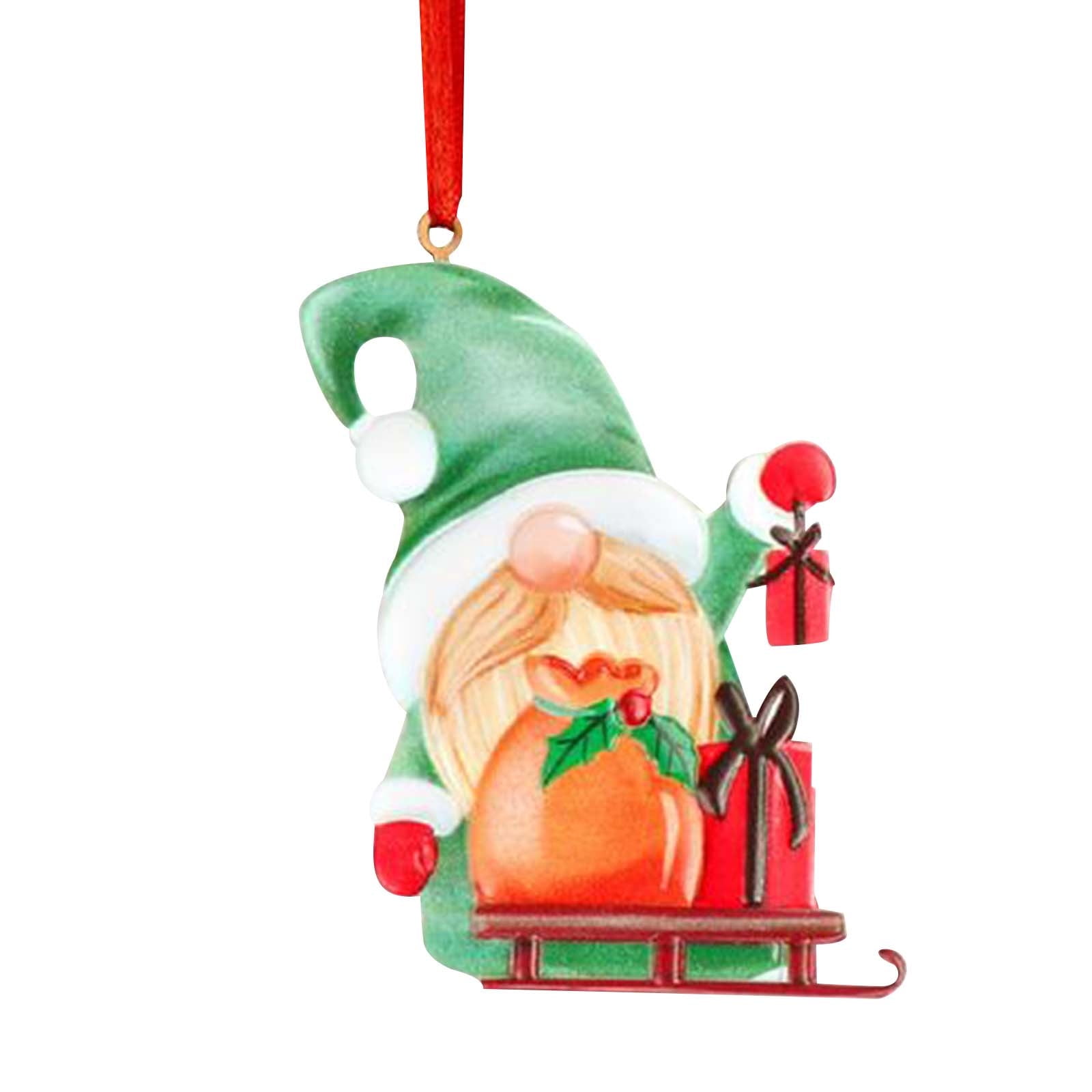 30Pcs Mini Rustic Santa Claus Christmas Tree Ornaments, Resin Xmas Party Decorations, Multicolor