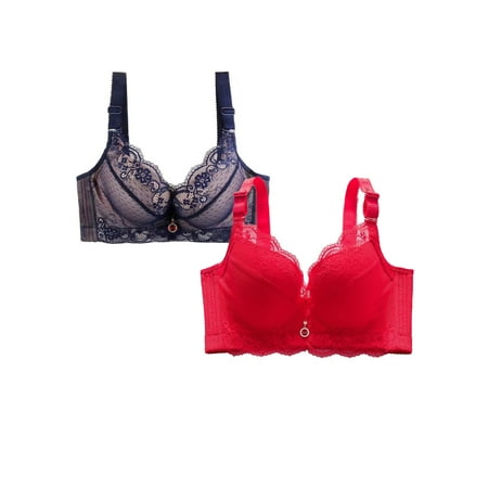 HCURIBAD Clearance! Bras for Women  Pack of 2 Sports Bra Women s Breathable Plus Size Lace Bra Womens Bras Sexy Wireless Bras for Women  Push up Bra  Bra Pack 2Pcs Underwear Dark Gray 6XL