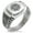 Silver, variant on Stainless Steel Nautical Flower of Life Compass CZ Ribbed Needle Stripe Pattern Biker Style Polished Ring