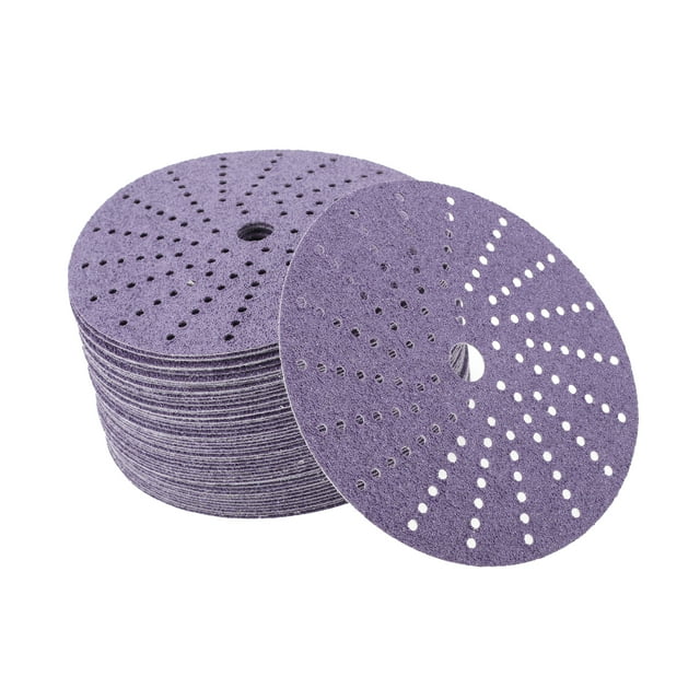 Discos de Lija Redondos de Gancho y Bucle Unique Bargains Reparación Automotriz Durabilidad 6 pulgadas 40 Grano 50 Pcs Púrpura