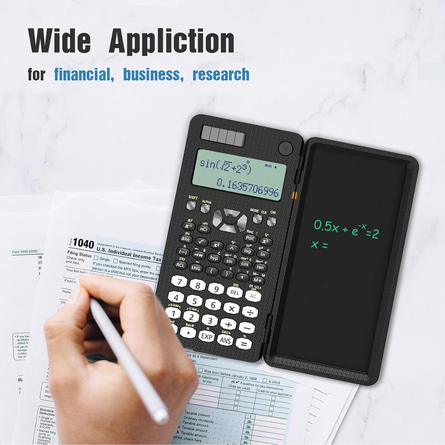Newyes 82MS Scientific Calculator with Writing Tablet, Black photo 4