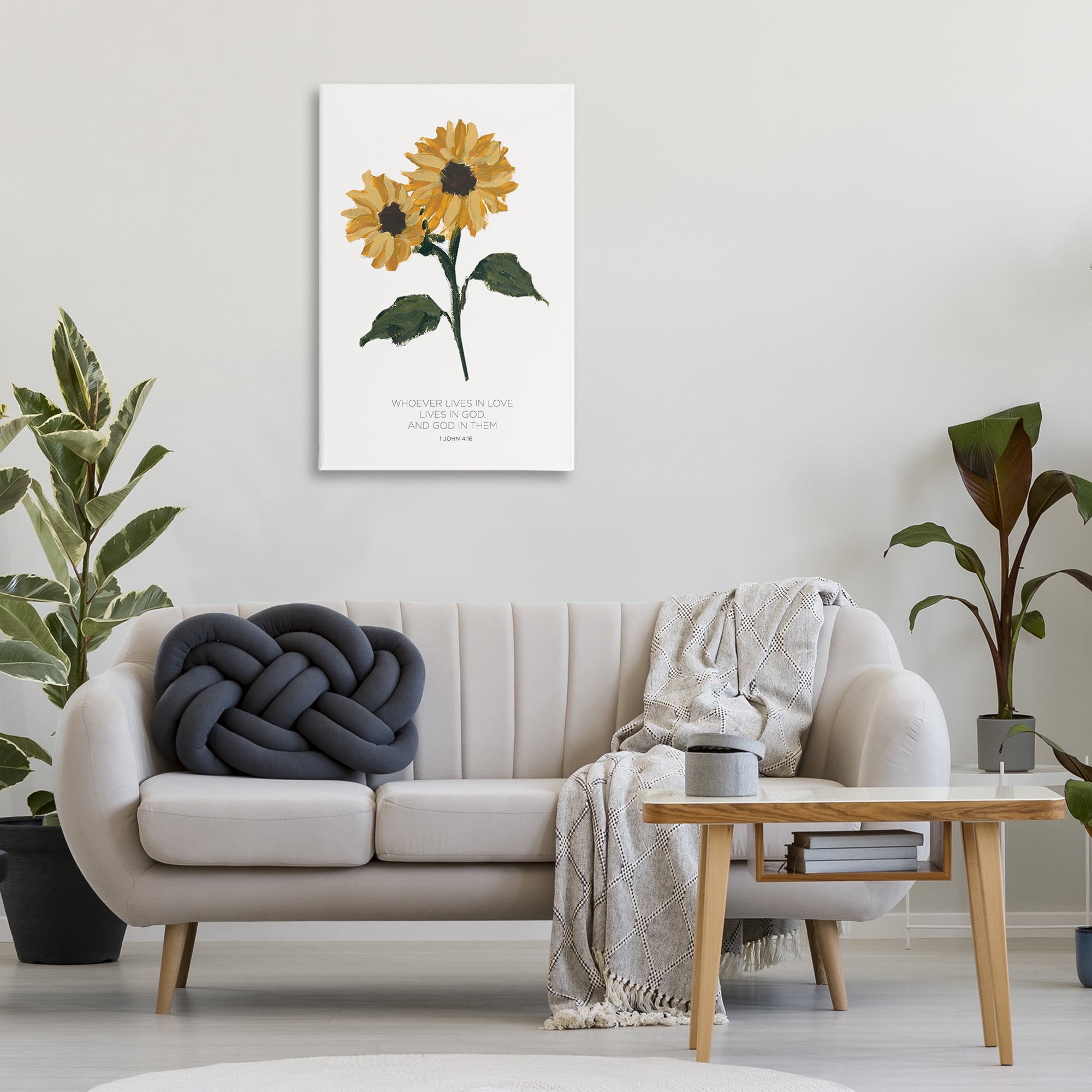 Stupell Industries Proverb with Sunflowers Religious Painting Gallery Wrapped Canvas Art Print Wall Art, 24 x 36