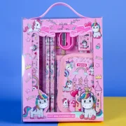 Kawaii Stationery Sets Christmas Gifts Unicorn LOL Cartoon Animal 6-in-1 Included Wallet Pencils Sharpener Eraser Ruller Student