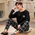 thumbnail image 4 of Pijamas de algodón de manga larga a rayas para hombres, ropa de casa para adolescentes, traje de 2 piezas, primavera y otoño, recién llegado, 4 of 4