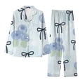 thumbnail image 2 of VISALY Valentines Pajamas for Women Bow Printed Button Down Sleepwear Lounge Set Nightwear Nightwear Sleepwear Sets Pajamas Set Comfortable Pjs Set Sets Comfy Lounge Sets Loungewear Light Blue Xxl, 2 of 3