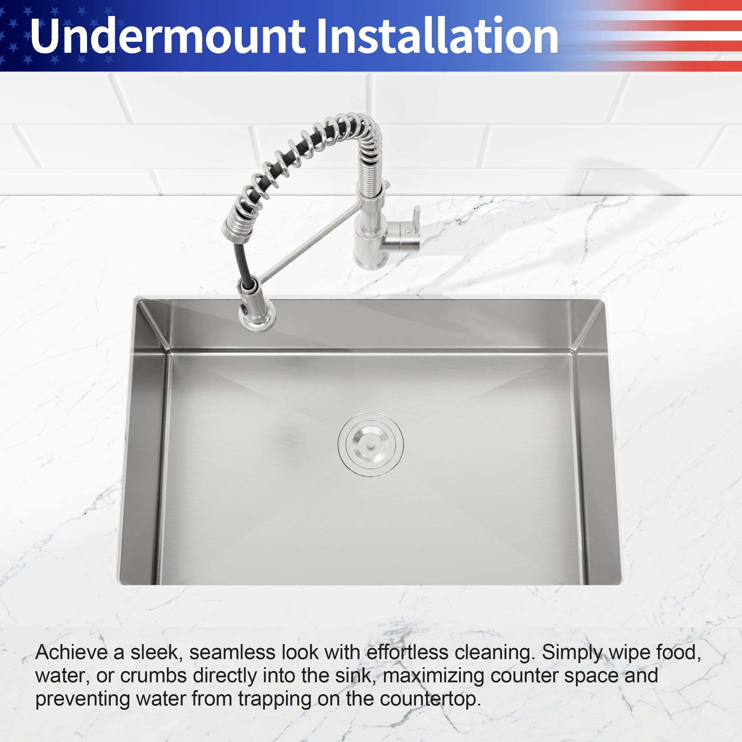 30-in Undermount Stainless Steel Kitchen Sink Single Bowl 16 Gauge Brushed Nickel Handmade Sink with Drain And Hooks
