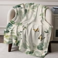 thumbnail image 3 of Throw Blanket for Couch Eucalyptus Leaf Butterfly Soft Fleece Flannel Blankets Cozy Lightweight Blanket for Home Sofa Living Room Ombre Green Leaf Bed Throws 40" x 50", 3 of 9