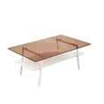 thumbnail image 4 of Modern Brown Tempered Glass Coffee Table with White Metal Legs,  Perfect for Living Room Decor, 4 of 10