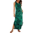 thumbnail image 5 of Women's Casual Summer Sleeveless Dress Loose Split Maxi Dresses with Pockets, 5 of 6
