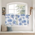 thumbnail image 2 of Blue Watercolor Floral Tier Curtains 36 Inch Length, Spring Flower Abstract Art Cafe Short Curtains for Bathroom Over Sink, Small Kitchen Curtain Light Filtering Tiered Drapes 2 Panels 27.5"Wx36"L, 2 of 8