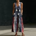 thumbnail image 5 of QUNYINEY Summer Sundresses for Women Sleeveless Independence Day Long Cotton Linen Tank Dress V-Neck Patriotic Beach Loose Fit Dresses, 5 of 8
