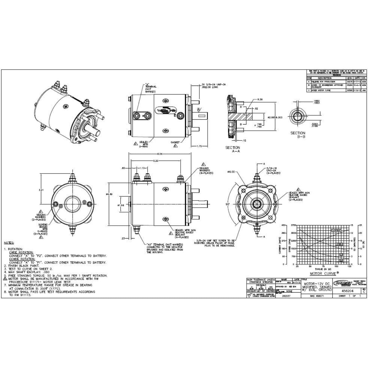 Auto Crane 262037, Hoist Motor 12V Assembly