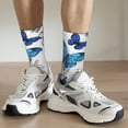 thumbnail image 4 of Uemuo Blue Flying Butterflies Pattern Women's Crew Socks, Soft Durable Breathable Moisture-Wicking with Odor Control Cotton socks, 4 of 9