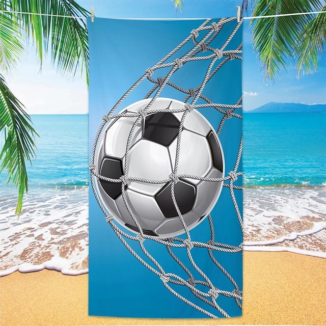 Soccer Ball Beach Towel Soccer Print Bath Towel For Kids Adults Sports Themed Beach Towel For Pool Beach Bathroom