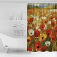 thumbnail image 2 of Floral Shower Curtain, 48" x 72", Red White Poppy Sea Of Flowers Sky Lawn Oil Painting Waterproof Bathroom Curtain Washable Shower Curtain Set with 12 Hooks, 2 of 6