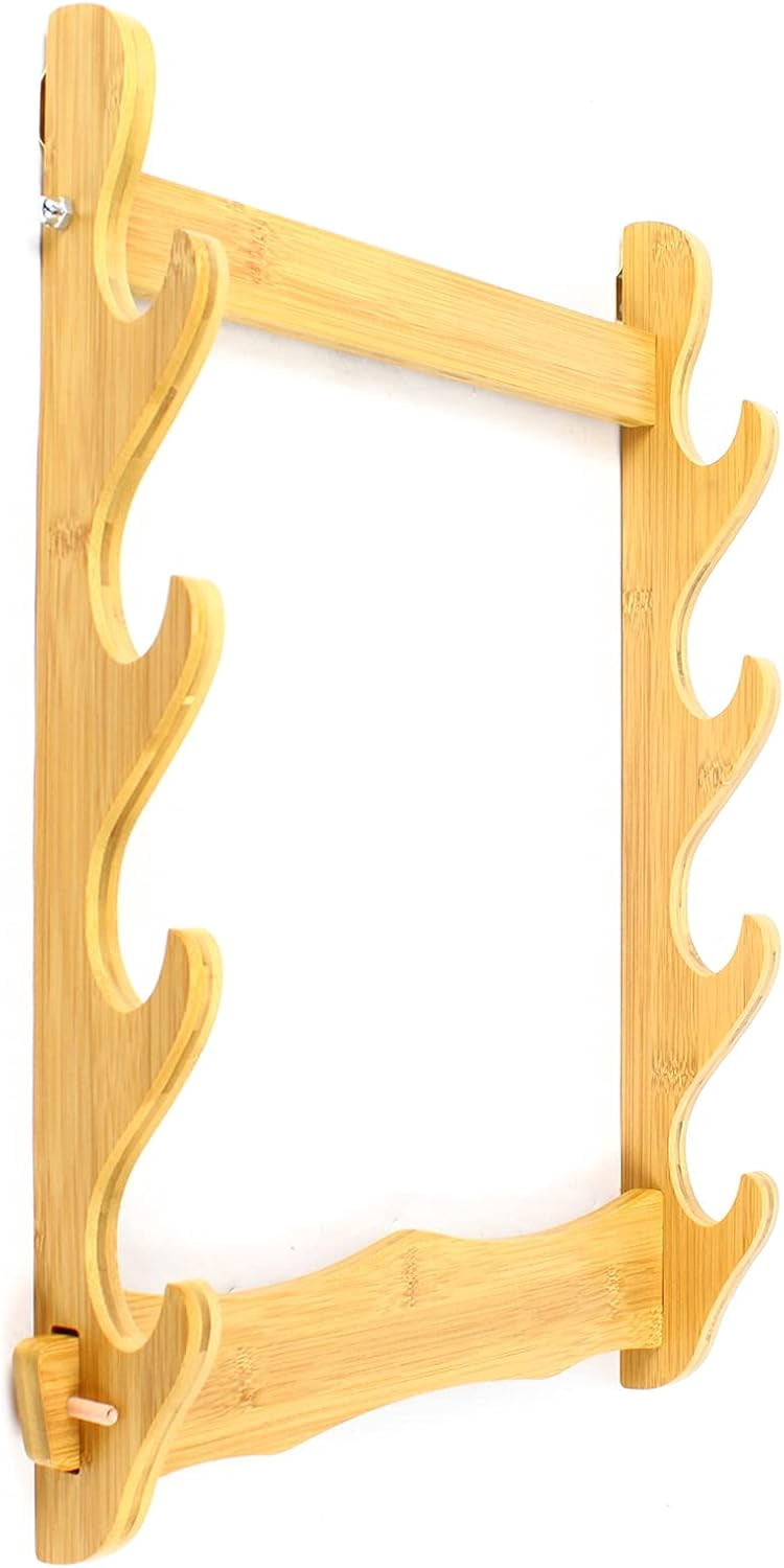 4 Wall Mount Wooden Rack Natural Wood Finish  Storage Shelf Holder