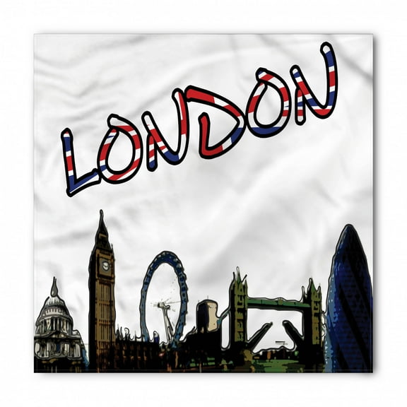 London Bandana, London Tower Cartoon, Unisex Head and Neck Tie, by Ambesonne