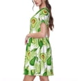 thumbnail image 2 of Goofa Avocado And Tropical Palm Leaves Pattern Women Summer Short Sleeve Midi Dress with Pockets Casual Aline Flowy Tshirt Dress Vocation Beach Sundress, 2 of 6