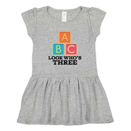 

Inktastic 3rd Birthday ABC Look Whos 3 Year Old Gift Toddler Girl Dress