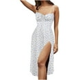 thumbnail image 2 of drppepioner Robe d'Été Mode Femme Camisole Sans Manches Col en V Imprimé Floral Robe Fendue de Plage, 2 of 8