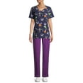 thumbnail image 2 of Scrubstar Halloween "Spooky Sloths" Women's Mock Wrap Print Scrub Top, 2 of 6