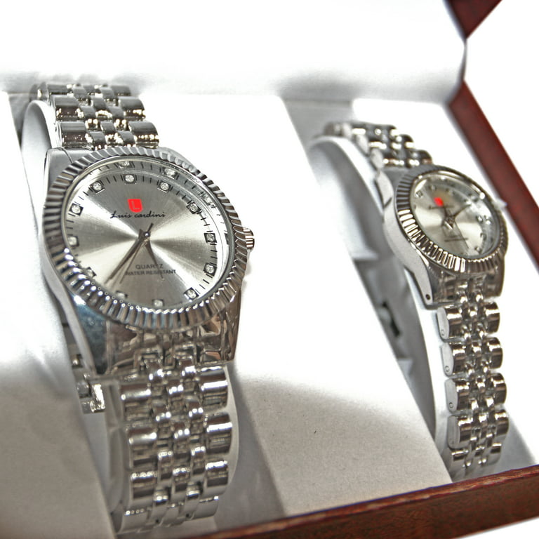 Luis Cardini Stainless Steel His & Her Couple Watch