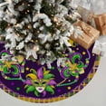 thumbnail image 3 of Mardi Gras Tree Skirt 36in, Mardi Gras Christmas Decor, Mardi Gras Tree Ornament for Mask Beads Feather Purple Carnival Christmas Tree Mat, Mardi Gras Xmas Decorations for Home Holiday Party, 3 of 6