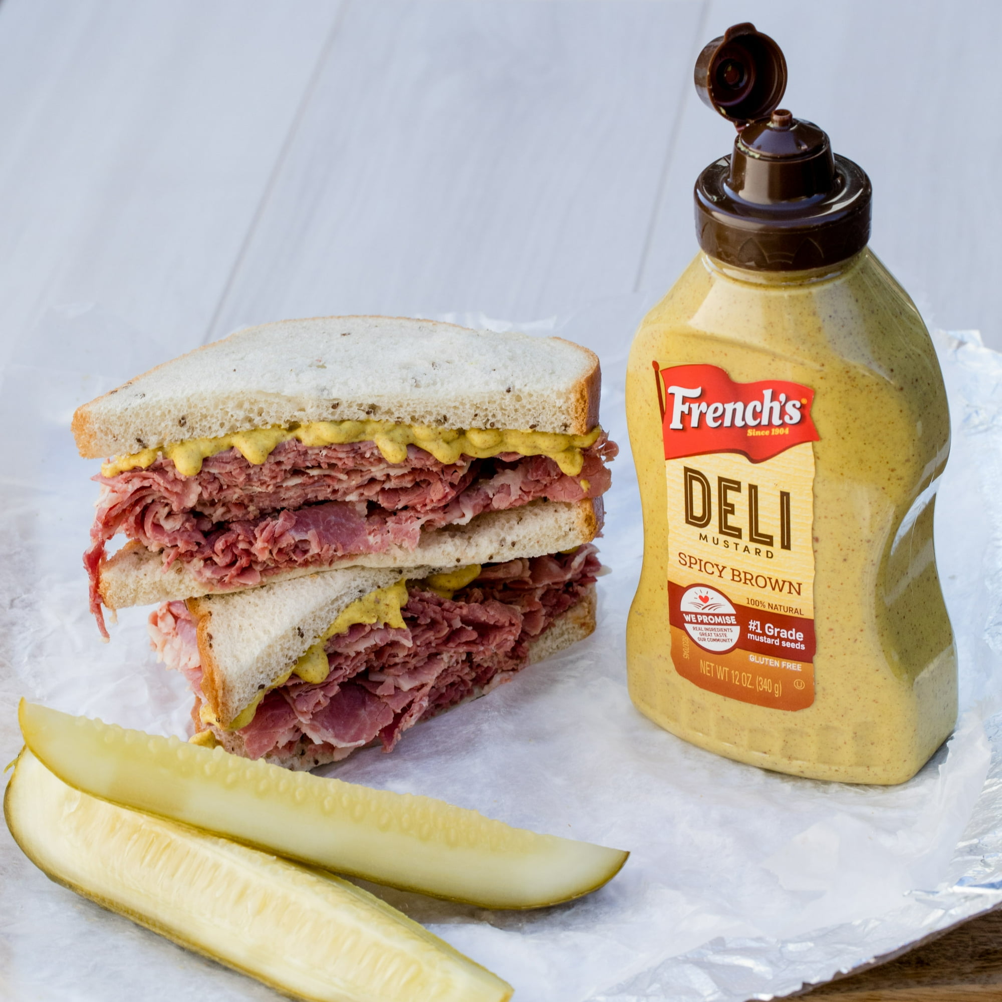 French's No Artificial Flavors Spicy Brown Mustard, 12 oz Bottle