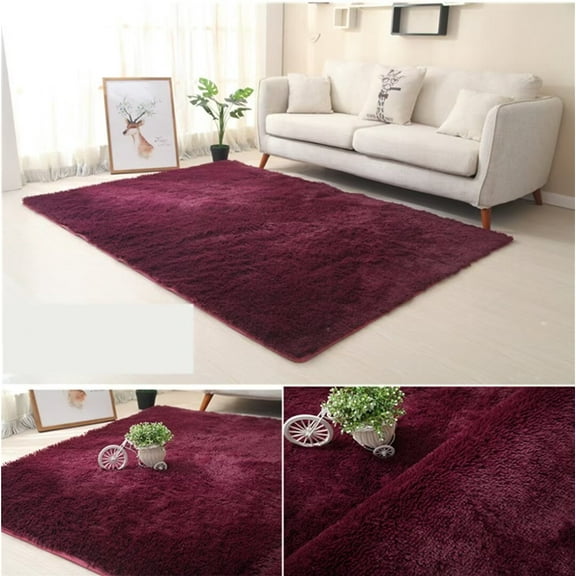 Nvzi Bathroom Rug Mat , Non-Slip Plush Shaggy Bath Carpet, Machine Wash Dry, Bath Mats for Bathroom Floor, Tub and Shower, Bathroom Runner Bathmat Accessories Decor, Wine Red B,16*24inch