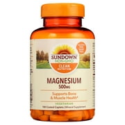 Sundown Magnesium 500mg, Supports Bone and Muscle Health, 180 Coated Caplets, 6 Month Supply