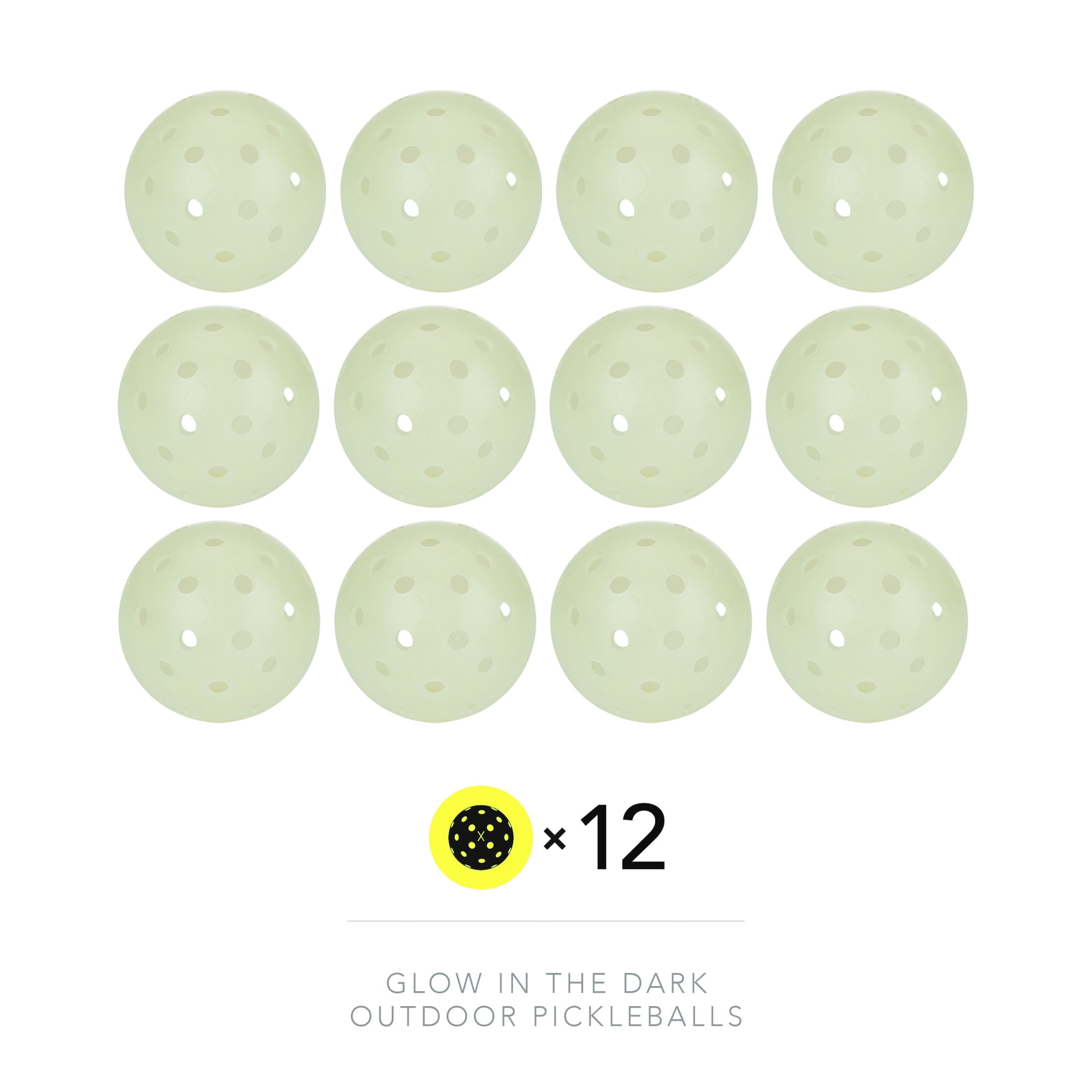 Franklin Sports Glow in the Dark Outdoor Pickleballs - Light Up Pickleball Balls for Nighttime Pickleball - Glow in the Dark Green Pickleball Balls - Charge in Indoor Light + Sunlight - 12 Pack